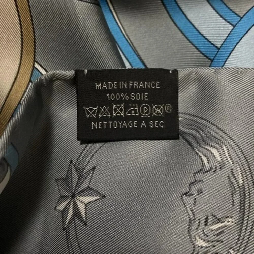 HERMES - Gray Navy Multi Scarf - Picture 4 of 5
